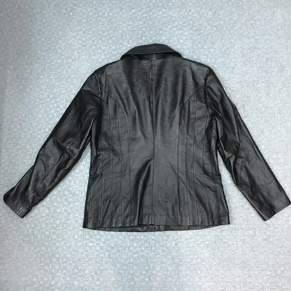 East 5th Jacket Womens Large Black Genuine Leather Zip Front Collared Lined - Picture 8 of 11